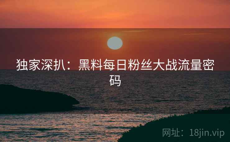 独家深扒：黑料每日粉丝大战流量密码
